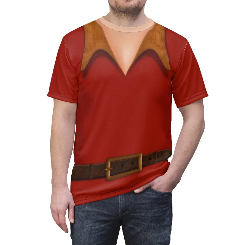 Gaston Shirt, Beauty and the Beast Costume Classic Solid Short Shirt