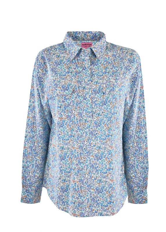 Hard Slog Ladies Print Half Placket L/S Shirt - White- H1S2101039 Stylish Round Neck Shirt