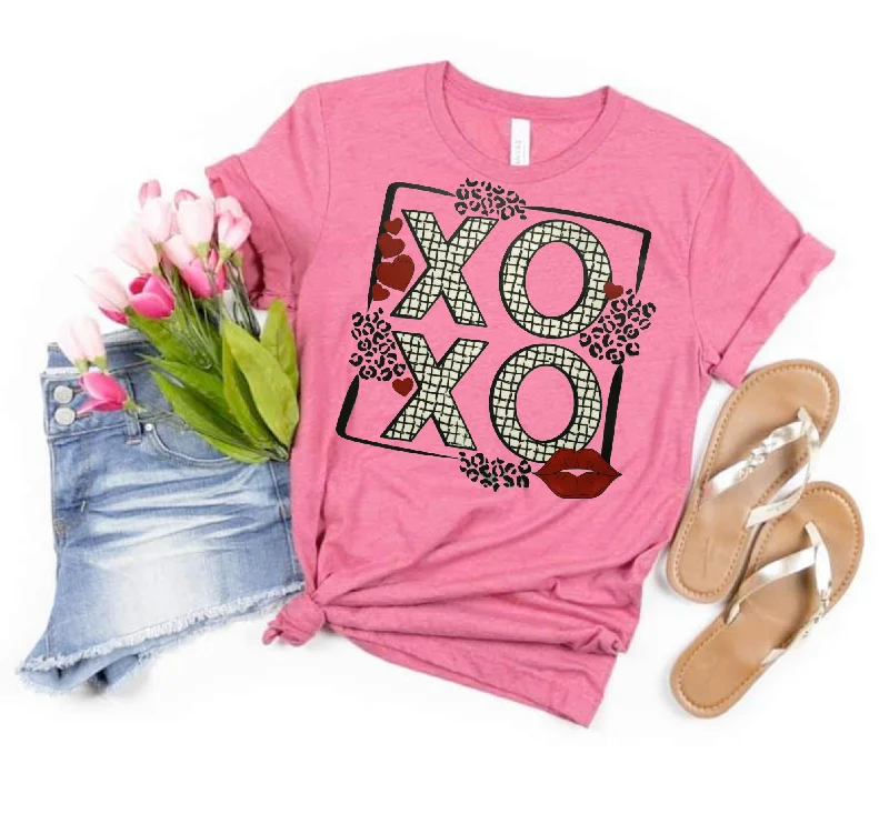 Hugs and Kisses Valentine's Tee Shirt Stylish Casual Short Tee