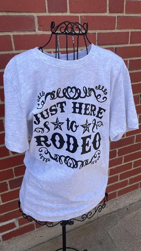 Just Here To Rodeo-M Canvas T Shirt Fashionable Short Sleeve Shirt