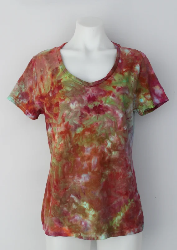 Ladies V neck t shirt size MEDIUM - Forever Mine crinkle Comfortable Short Sleeve Blouse