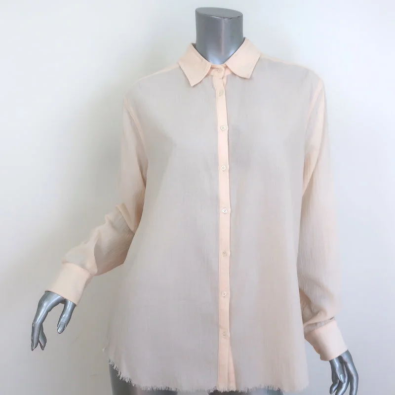 Line Button Down Shirt Bellini Blush Cotton Size Medium Long Sleeve Top NEW Comfortable Fitted Short Sleeve