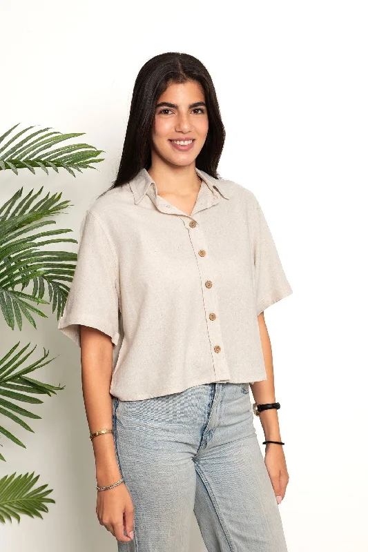 Linen Comfy Shirt - Sabotage Elegant Button-Down Short Shirt