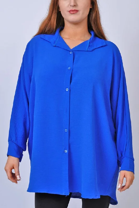 Plain Button Up Viscose Shirt Soft Silk Short Sleeve