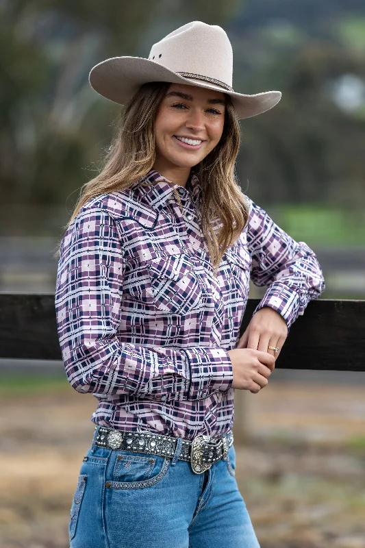 Pure Western Ladies Victoria Check Western L/S Shirt - P3W2127711 - ON SALE Stylish Short Sleeve Top