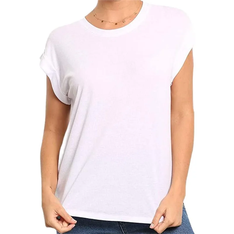 Rusty Blank Rib Rolled Women's Short-Sleeve Shirts (Brand New) Fashionable Cuffed Short Sleeve