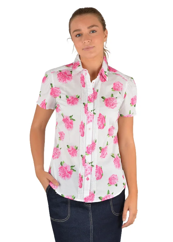 Thomas Cook Ladies Annie Pin Tuck Short Sleeve Shirt - T2S2113041 Elegant Draped Short Shirt