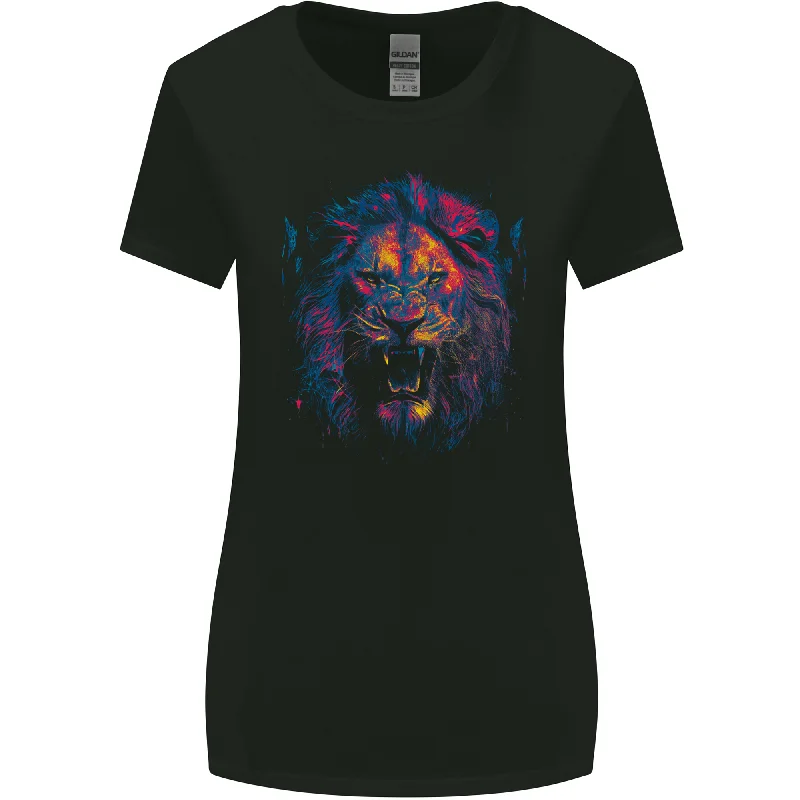 A Ferocious Lion Womens Wider Cut T-Shirt Graphic T-Shirt Round Neck Polyester