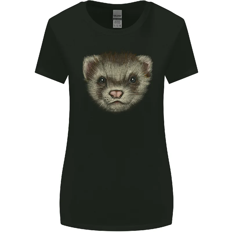 A Ferret Head Womens Wider Cut T-Shirt Machine Wash Dry Clean Hand Wash