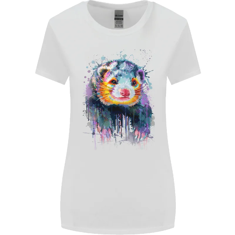 A Ferret Watercolour Womens Wider Cut T-Shirt Elegant Classic Vintage