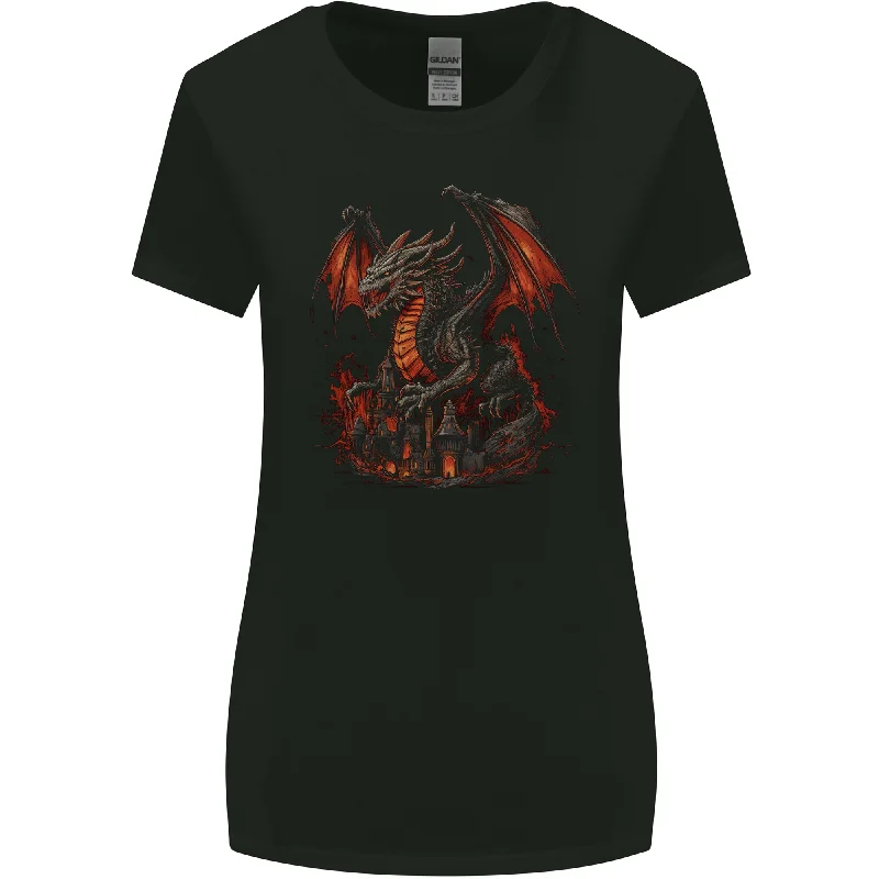 A Fierce Fantasy Dragon Womens Wider Cut T-Shirt Satin Fabric Silk Fabric Chiffon Fabric