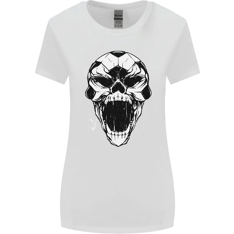 A Football Skull Soccer Footy Womens Wider Cut T-Shirt Houndstooth Herringbone Solid