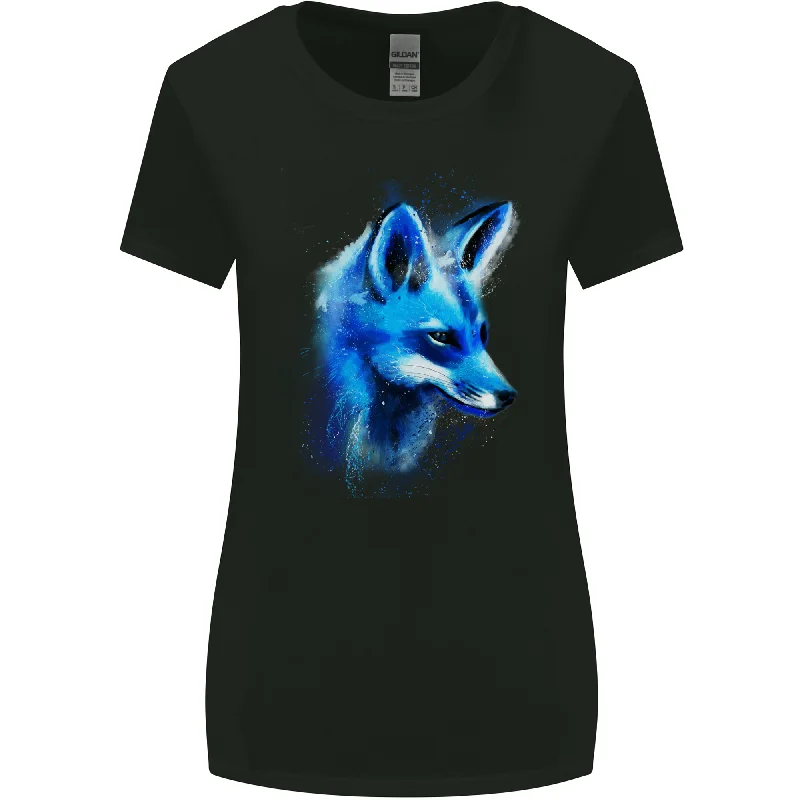 A Fox Watercolour Womens Wider Cut T-Shirt Machine Wash Dry Clean Hand Wash