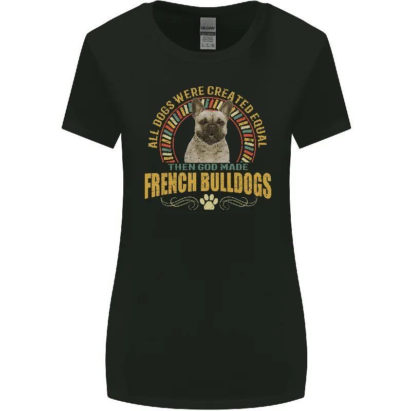 A French Bulldog Dog Womens Wider Cut T-Shirt Notch Collar Peter Pan Collar Cowl Neck