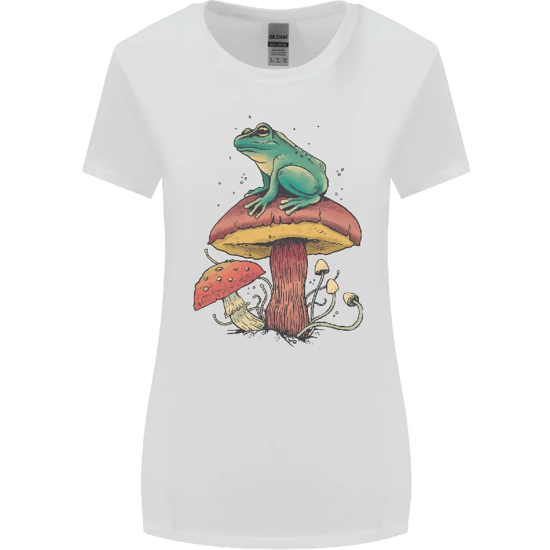 A Frog Sitting on a Mushroom Womens Wider Cut T-Shirt Chenille Brocade Lace