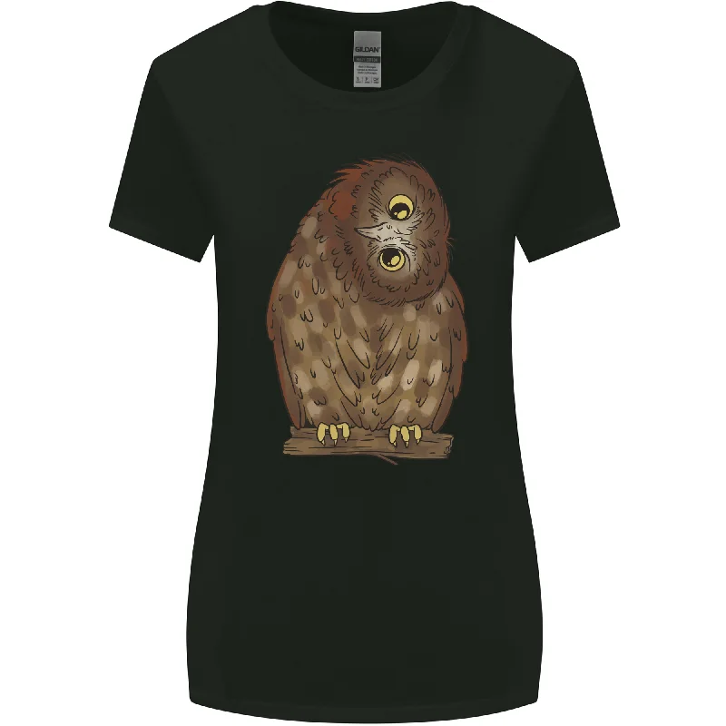 A Funny Owl Womens Wider Cut T-Shirt Hooded Caped Shawl Collar