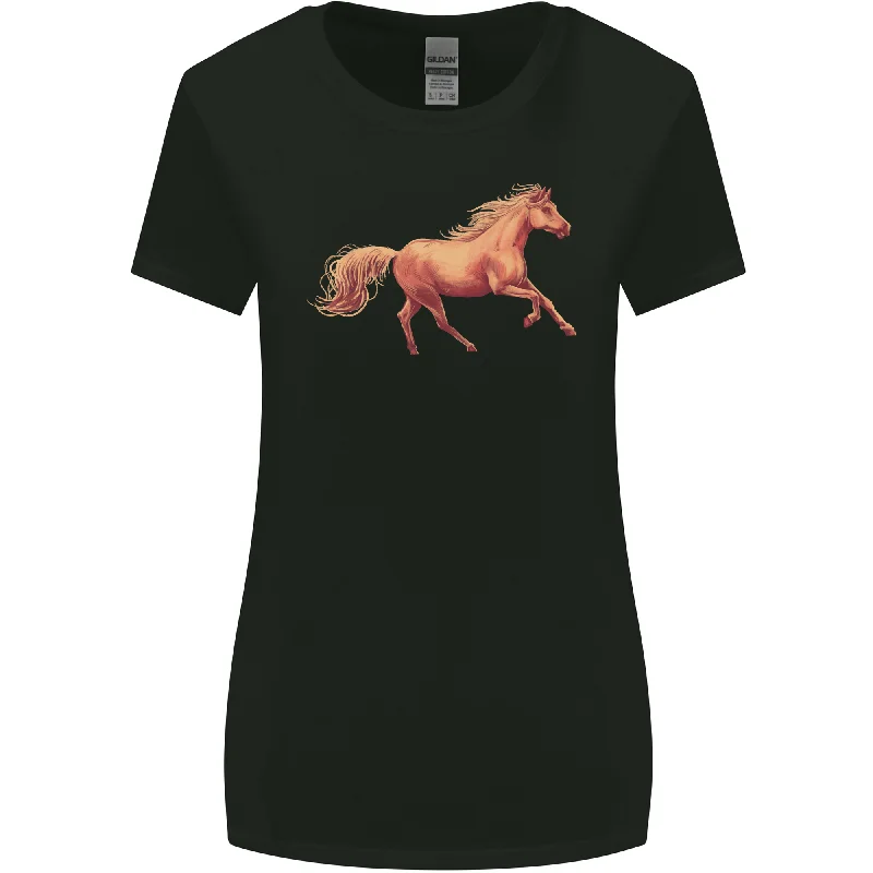 A Galloping Horse Equestrian Womens Wider Cut T-Shirt Jersey Fabric Tulle Fabric Batik Fabric