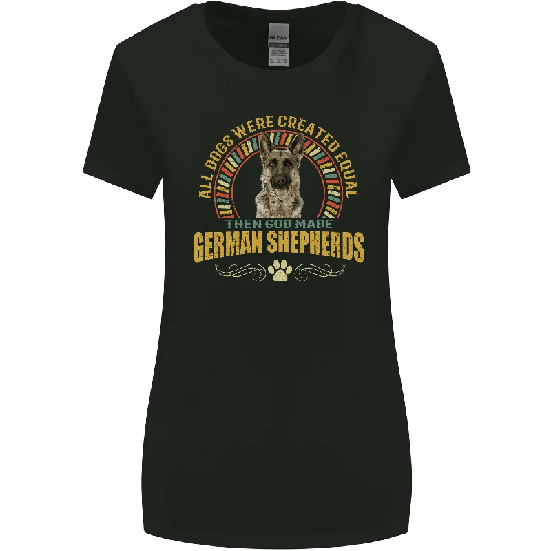 A German Shepherd Dog Womens Wider Cut T-Shirt Embroidered Appliqued Beaded