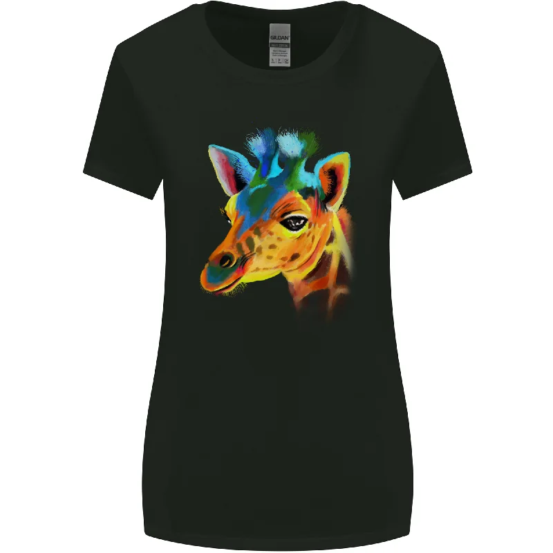 A Giraffe Watercolour Womens Wider Cut T-Shirt Nylon Fabric Polyester Fabric Spandex Fabric