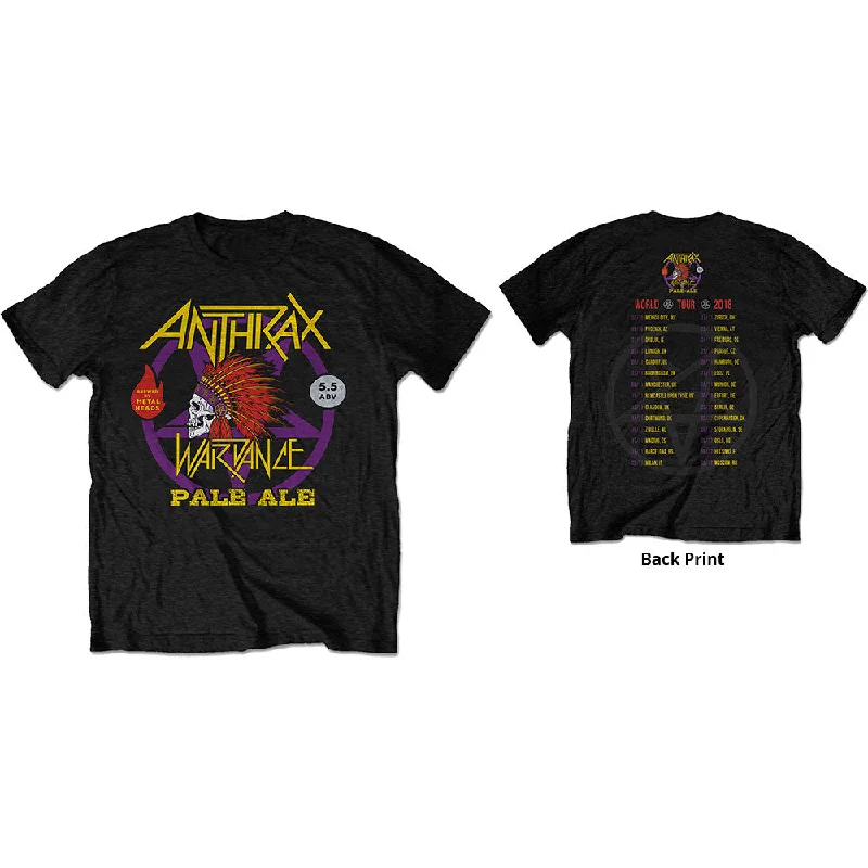 Anthrax | Official Band T-Shirt | War Dance Paul Ale World Tour 2018 (Ex Tour/Back Print) Collared Crew Neck Turtle Neck