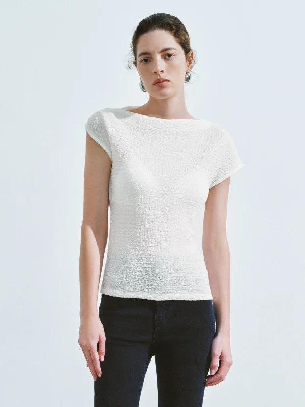 Asymmetric One Shoulder Skinny T-Shirt Handmade Hand-knitted Hand-woven