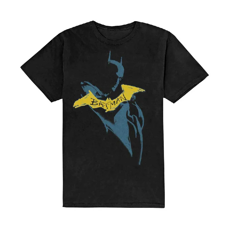 DC Comics | Official Band T-Shirt | The Batman Yellow Sketch Ribbed T-Shirt High Neck Heavyweight