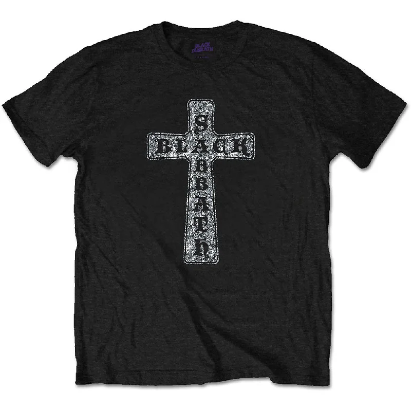 Black Sabbath | Official Band T-Shirt | Cross (Diamante) Satin Blend Silk Blend Wool Blend