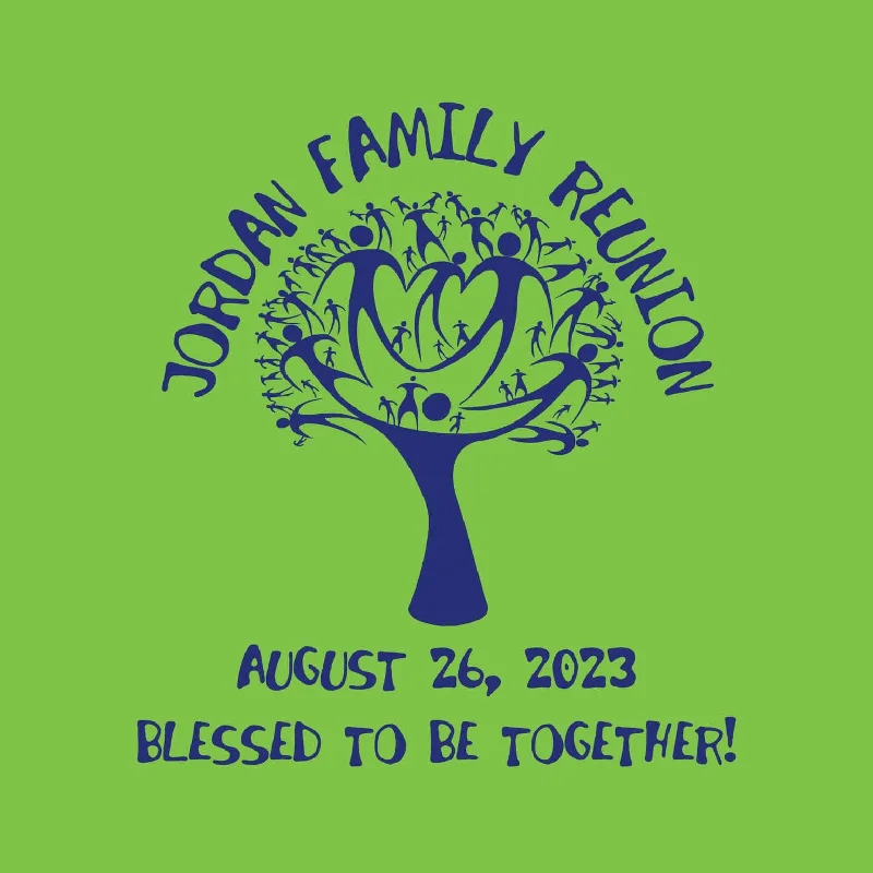 Blessed Stylized Tree Family Reunion T-Shirt Design R1-57 Wool Fabric Cashmere Fabric Tweed Fabric