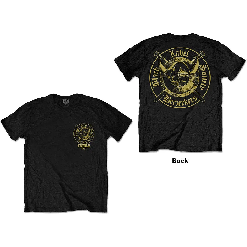 Black Label Society | Official Band T-Shirt | Berzerkers (Back Print) (Small) Embroidered Appliqued Beaded