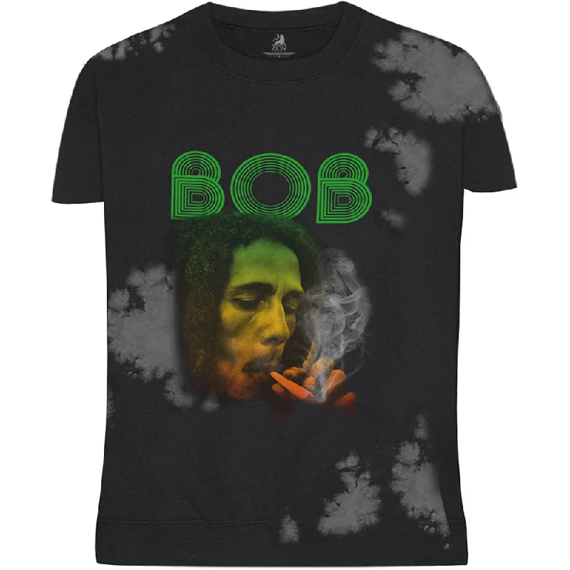 Bob Marley | Official Band T-Shirt | Smoke Gradient (Dip-Dye) Graphic T-Shirt Round Neck Polyester