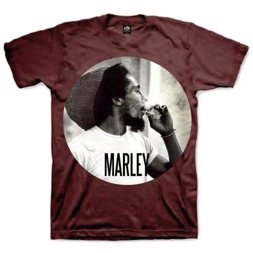 Bob Marley | Official Band T-Shirt | Smokin Circle Collared T-Shirt Boat Neck A-Line