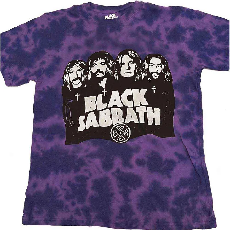 Black Sabbath | Official Band T-Shirt | Band & Logo (Dye-Wash) Collared Crew Neck Turtle Neck