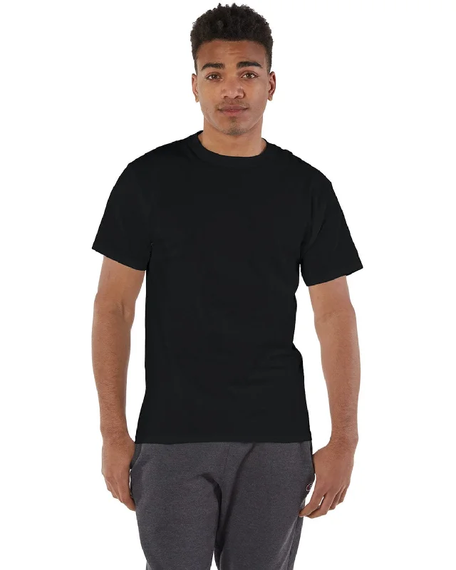 Champion Cotton T-Shirt | Black Mesh Blend Leather Blend Suede Blend