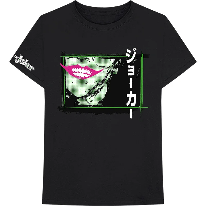 DC Comics | Official Band T-Shirt | Joker Anime (Back Print) Ribbed Striped Patterned