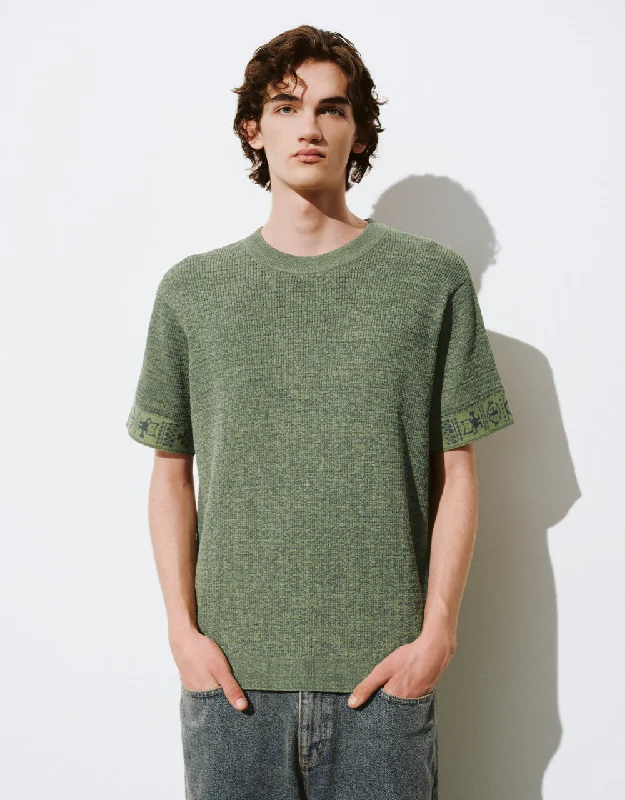 Crew Neck Knitted T-Shirt Oversized T-Shirt Spandex breathable