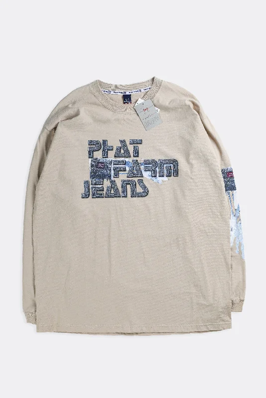 Deadstock Phat Farm Long Sleeve Tee - XL Solid Color Striped Floral