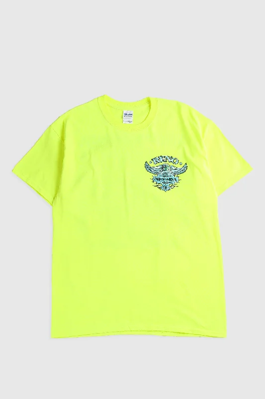 Deadstock Reno Bike Rally Tee - Neon Yellow, Mustard, White Zippered Front Buttoned Front Snap Front