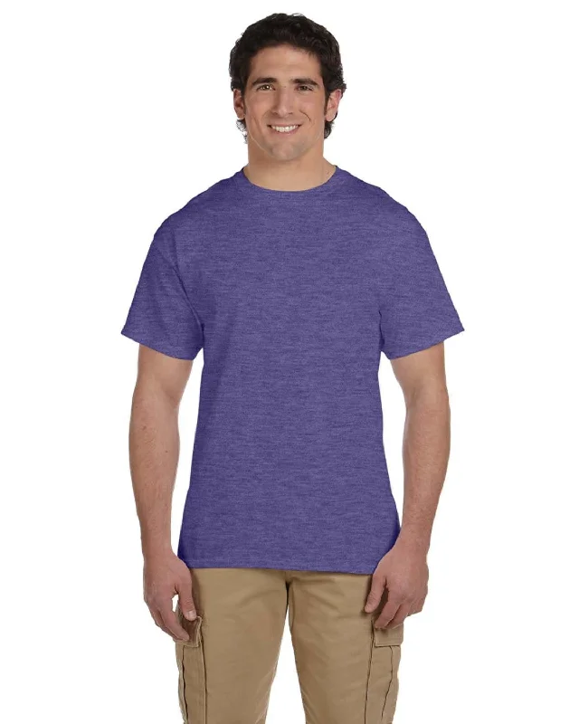 Fruit of the Loom 100% Cotton T-Shirt | Retro Hth Purp Houndstooth Herringbone Solid