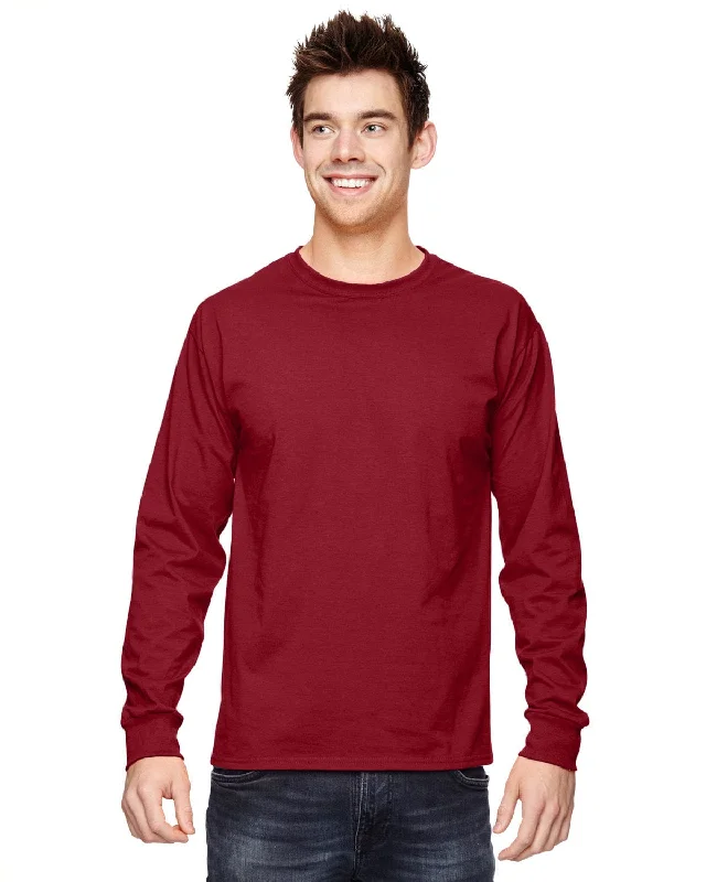 Fruit of the Loom Lightweight Long Sleeve T-Shirt | Crimson Mesh Fabric Canvas Fabric Denim Fabric