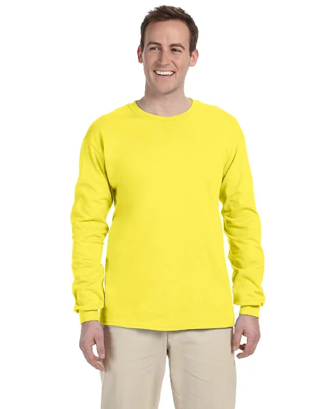 Fruit of the Loom Lightweight Long Sleeve T-Shirt | Yellow Machine Wash Dry Clean Hand Wash