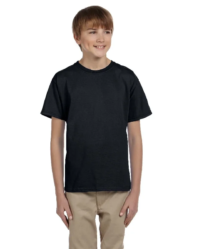 Fruit of the Loom Youth T-Shirt | Black Solid Color Striped Floral