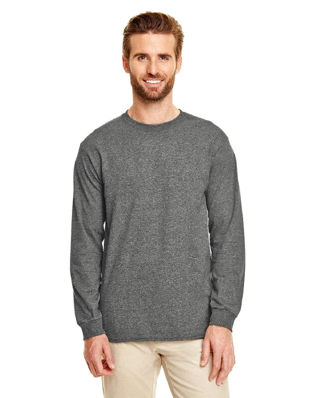 Gildan 50/50 Long Sleeve T-Shirt | Graphite Heather Fleece Fabric Down Fabric Feather Fabric