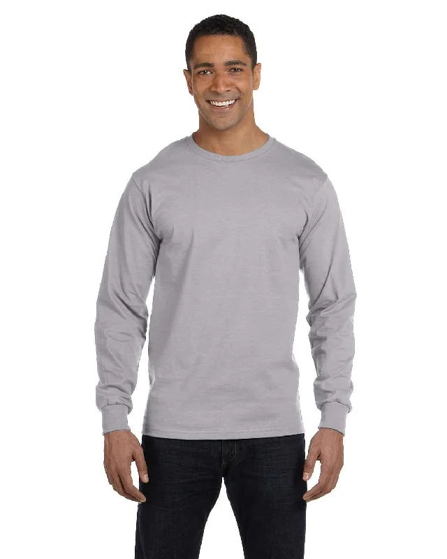 Gildan 50/50 Long Sleeve T-Shirt | Sport Grey Spandex Blend Rayon Blend Denim Blend