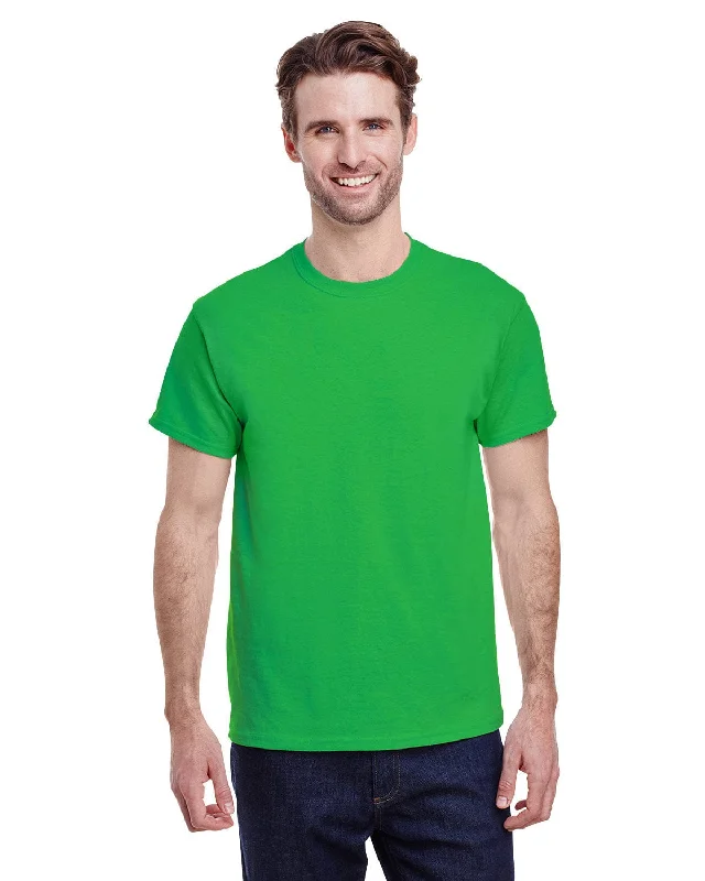 Gildan Heavy Cotton T-Shirt | Electric Green Front Pockets Side Pockets Patch Pockets