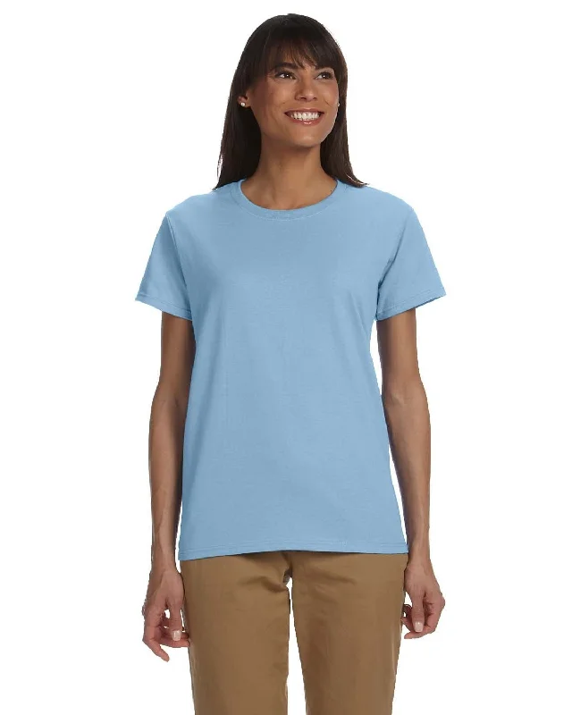 Gildan Ladies Ultra Cotton Heavyweight T-Shirt | Light Blue Zippered Front Buttoned Front Snap Front