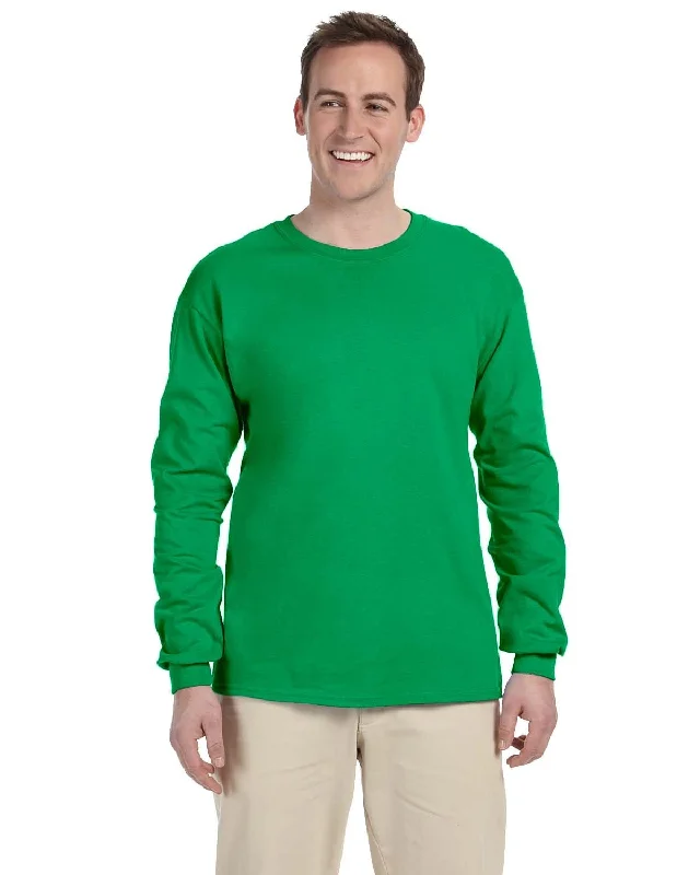 Gildan Ultra Cotton Heavyweight Long Sleeve T-Shirt | Irish Green Sequined Glittery Shiny