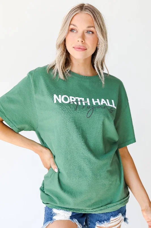 Green North Hall Trojans Tee Silk Blend Satin Velvet