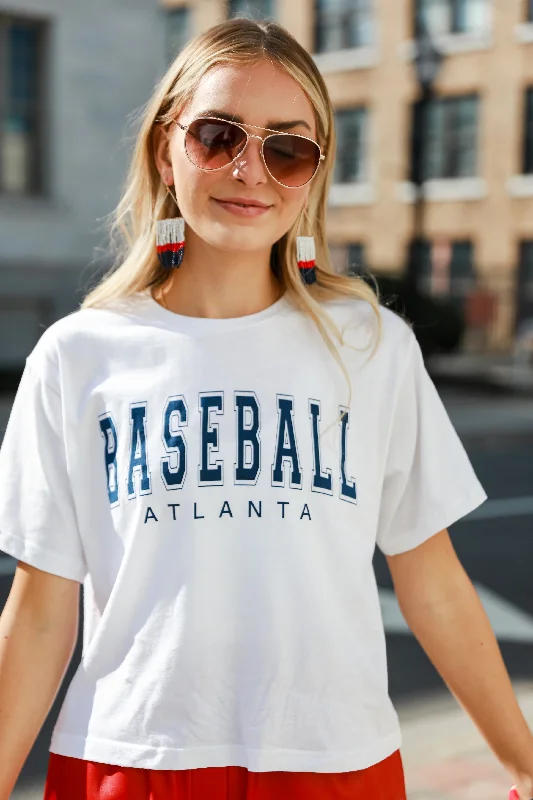 Baseball Atlanta Cropped Tee Anti-Pilling Machine Wash Handmade