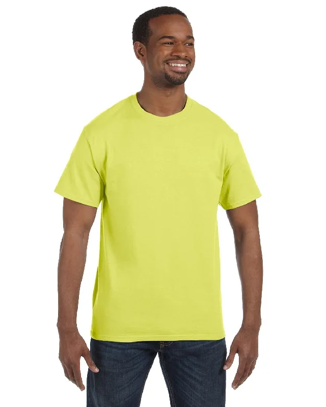 Jerzees Heavyweight 50/50 T-Shirt | Safety Green Hooded Caped Shawl Collar