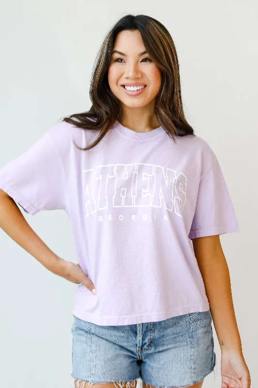 Lavender Athens Georgia Cropped Tee Hooded Caped Shawl Collar